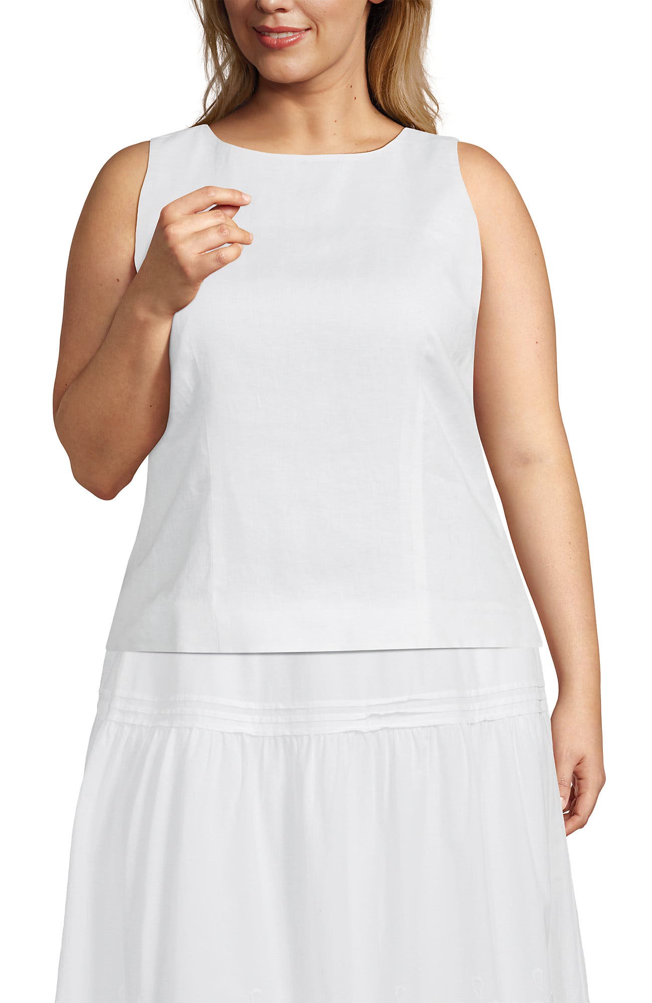 Plus Size Linen Sleeveless Peplum Top - image 3