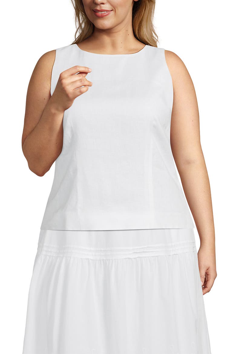 Linen Sleeveless Peplum Top, Main, color, White