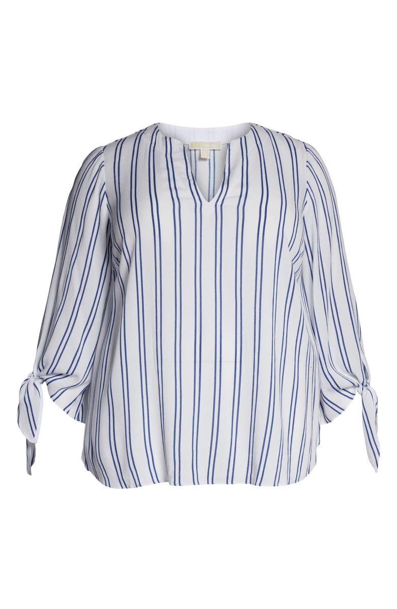 MICHAEL Michael Kors KORS Michael Kors Stripe Tie Sleeve Top, Alternate, color,