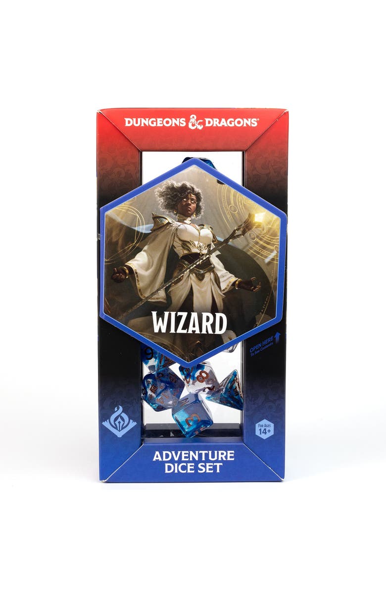Dungeons & Dragons D&D Adventure Dice Wizard Blue, 16Pc Rpg Die Set, Alternate, color, Blue