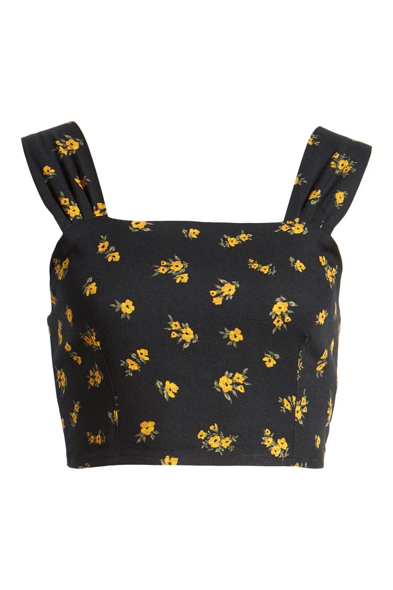 Floral Crop Top, Alternate, color, BLACK FLORAL