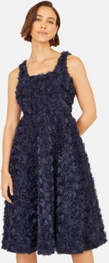 Yumi Applique Floral Skater Dress