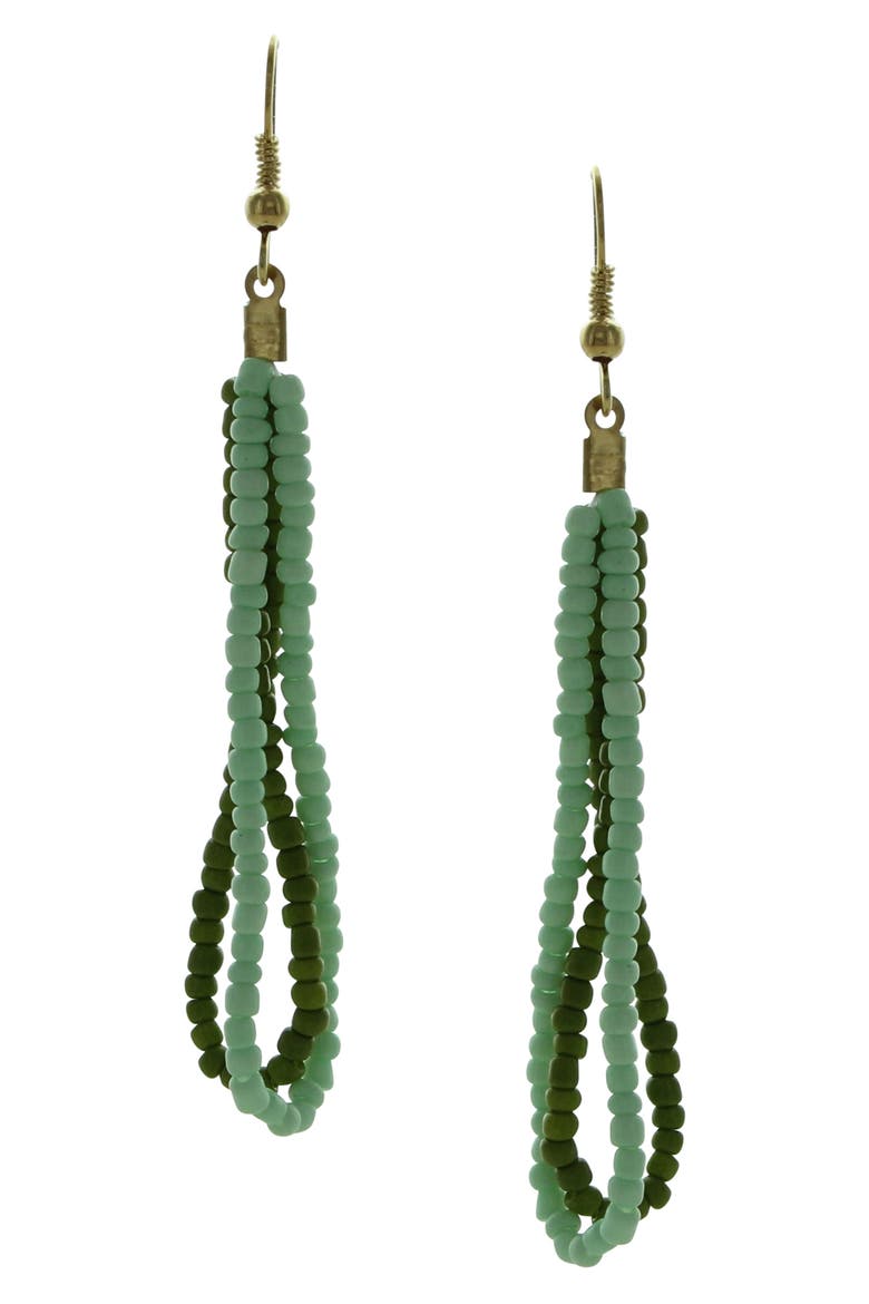 Daphne Beaded Double Drop Earrings, Main, color, GOLD / GREEN / MINT