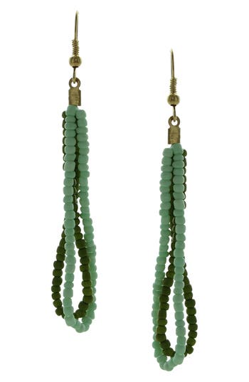 Olivia Welles Daphne Beaded Double Drop Earrings In Green
