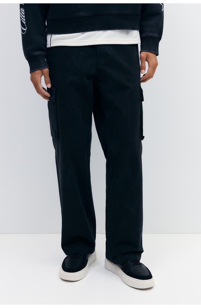 H&M Relaxed Fit Cargo Trousers, Alternate, color, Washed Black