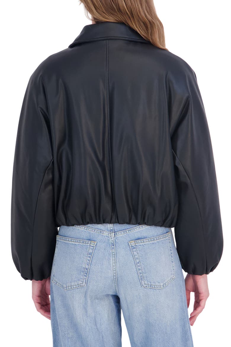 Faux Leather Bomber Jacket, Alternate, color, BLACK