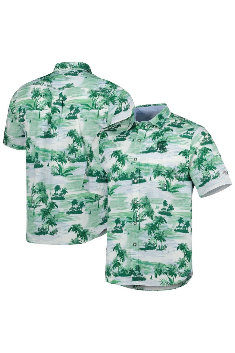 Men's Tommy Bahama Green Michigan State Spartans Tropical Horizons Button-Up Shirt, Main, color, Green