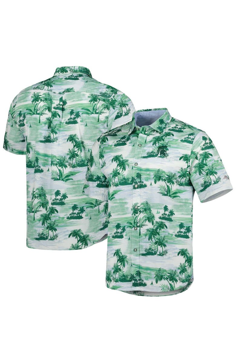 Tommy Bahama Men's Tommy Bahama Green Michigan State Spartans Tropical Horizons Button-Up Shirt, Main, color,