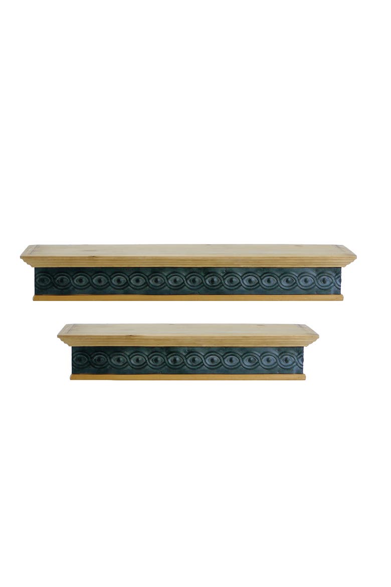 Wall Shelf with Helix Design Set of 2, Main, color, Brown