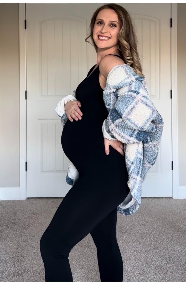 PinkBlush V-Neck Seamless Ribbed Fitted Jumpsuit, Alternate, color, Black