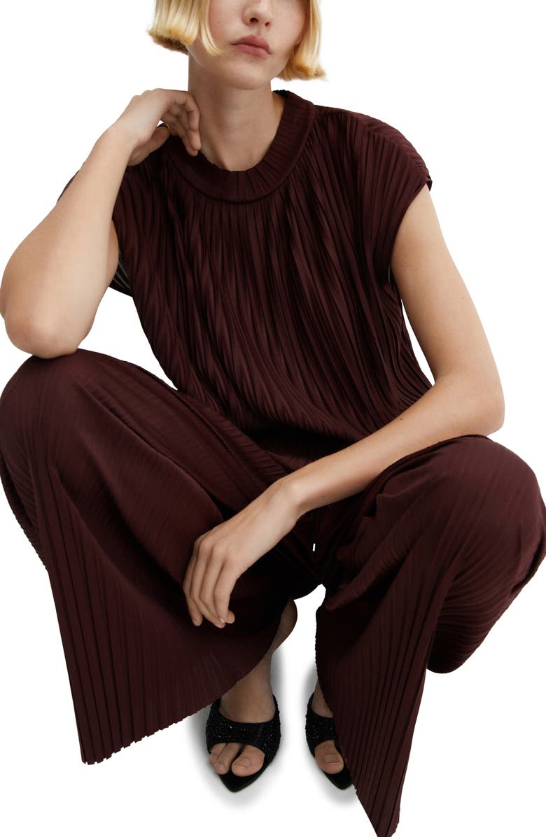 MANGO Forest Pleated Straight Leg Drawstring Pants, Alternate, color,