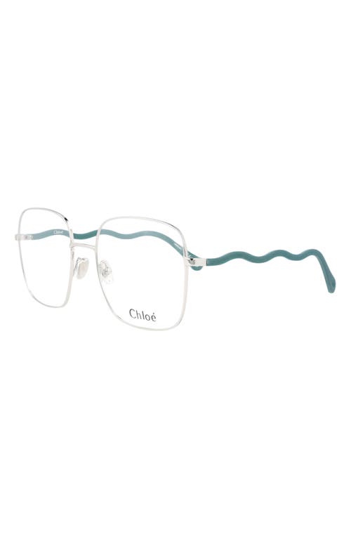 Chloé Core 55mm Square Optical Glasses In Silver Green Transparent