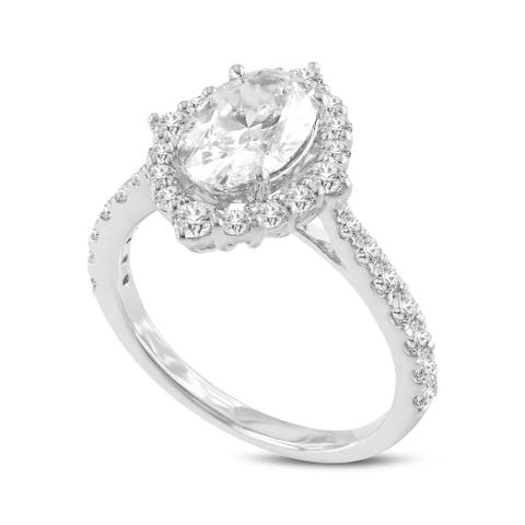 Valeria 14K White Gold Oval Lab Grown Diamond Halo Engagement Ring - 2.25 Ct