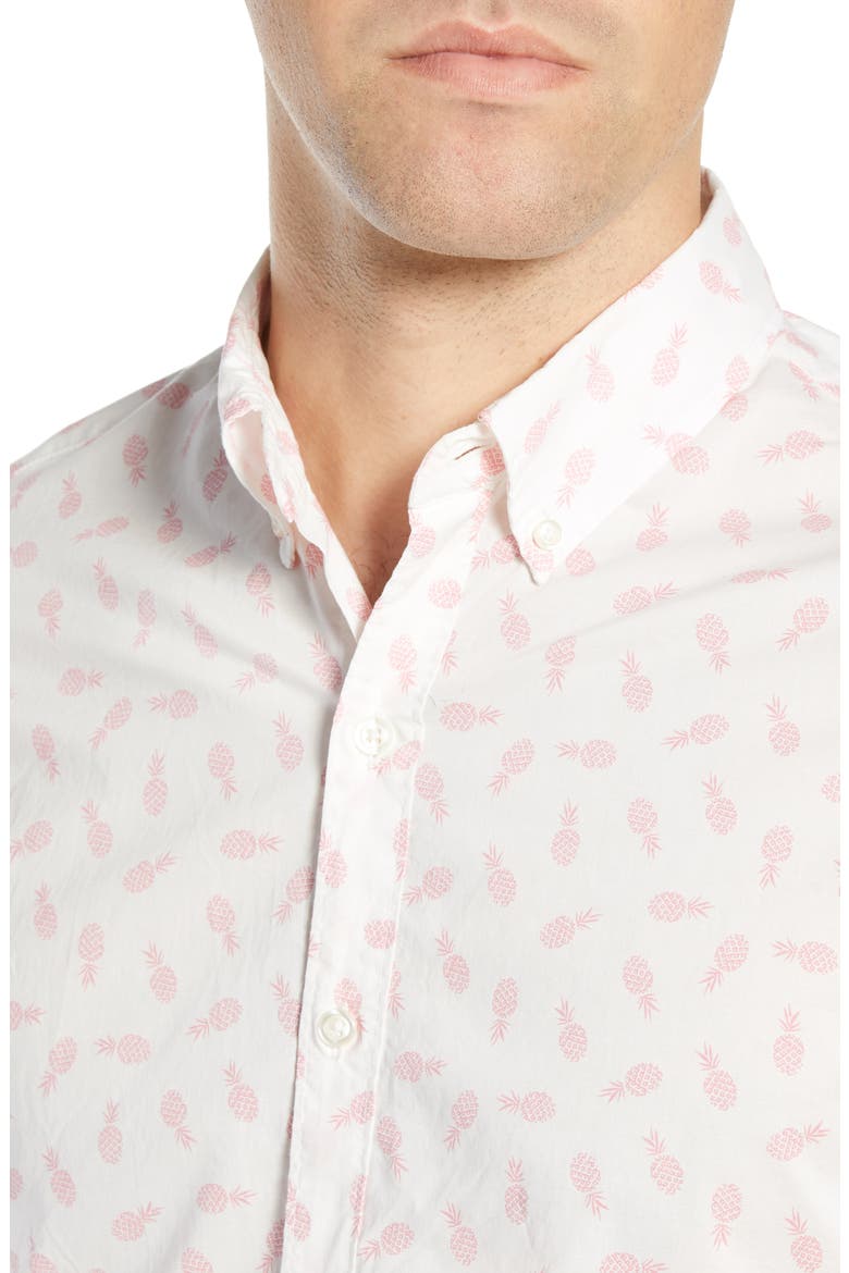 Riviera Slim Fit Pineapple Print Sport Shirt, Alternate, color, PINEAPPLE STAMP TOSS - FIESTA
