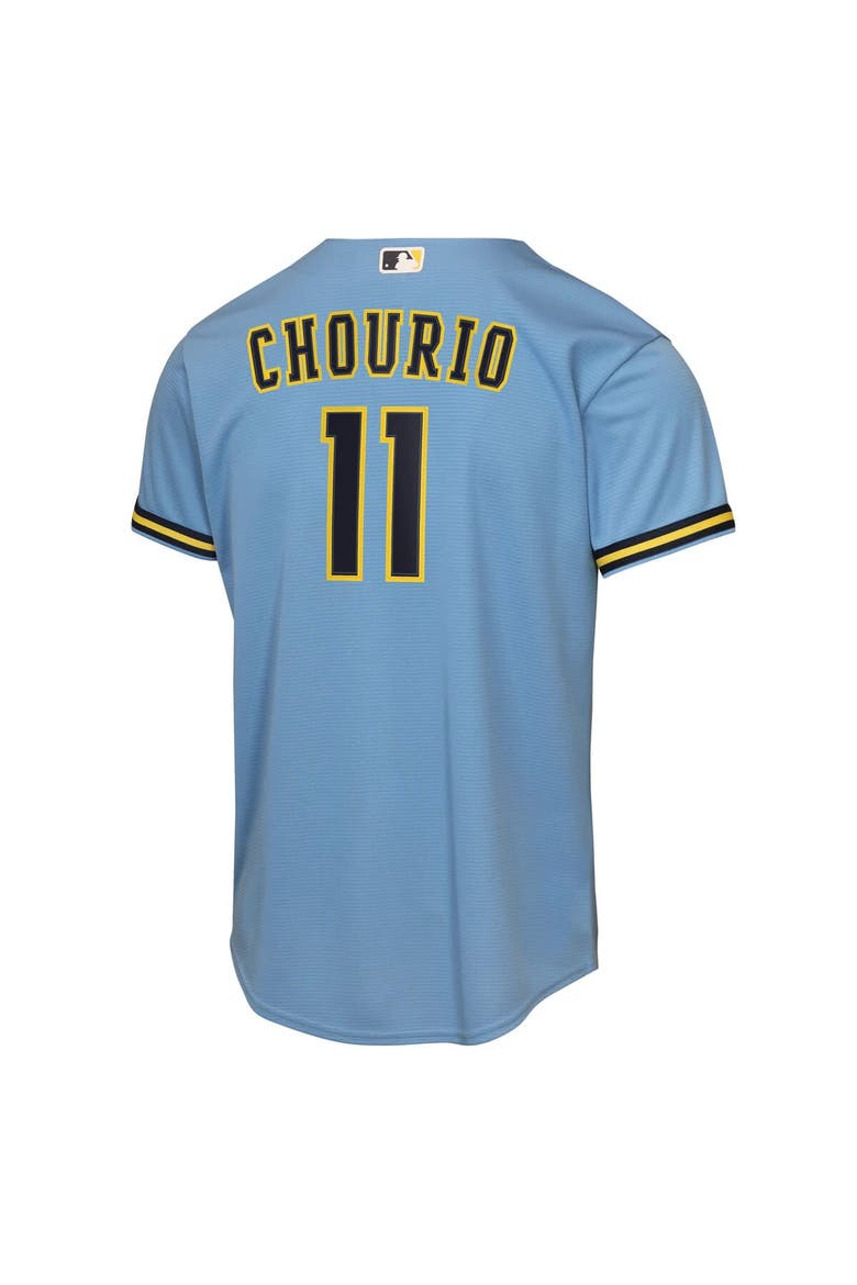 Youth Nike Jackson Chourio Light Blue Milwaukee Brewers Road Replica Jersey, Alternate, color, Light Blue