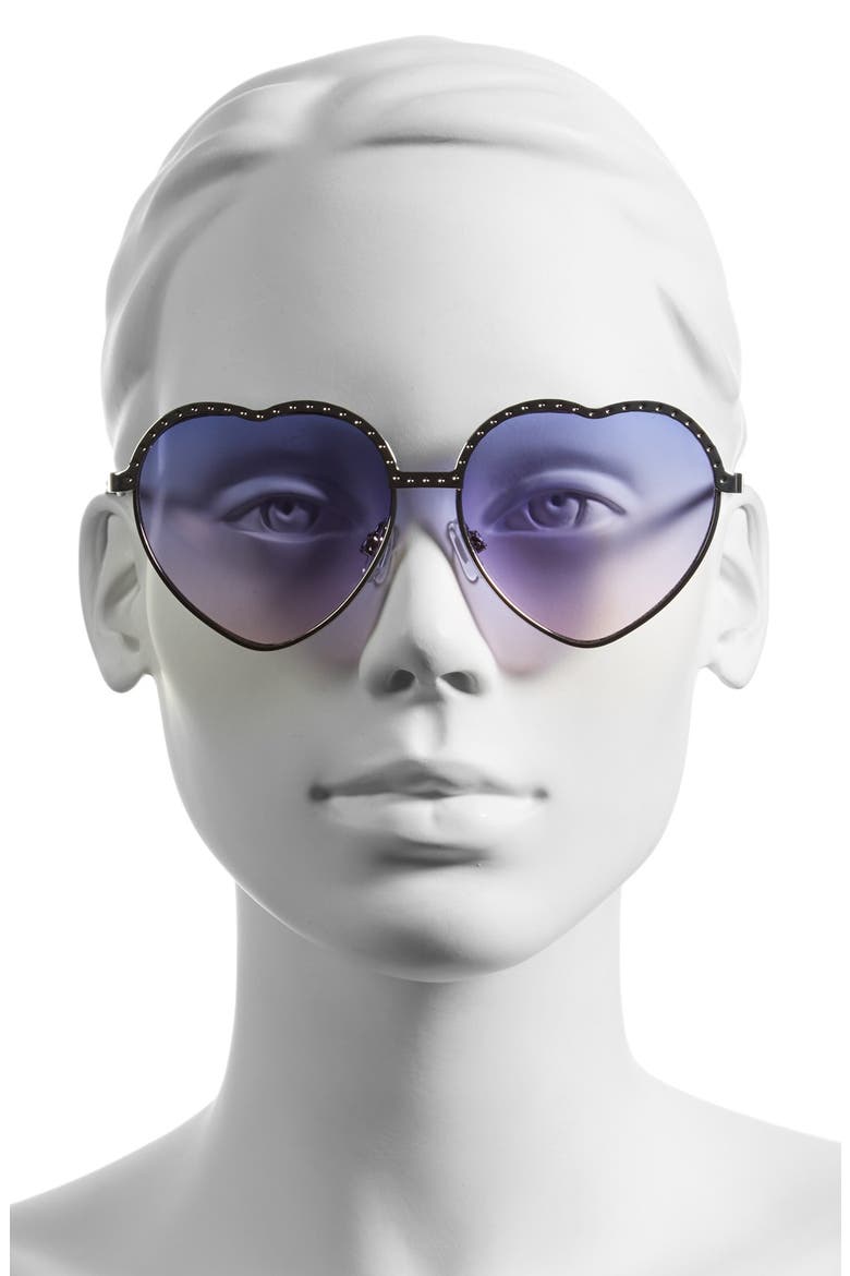 60mm Metal Heart Shaped Sunglasses, Alternate, color, SILVER