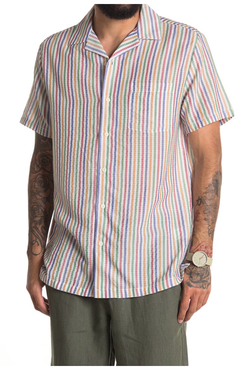 Onia Vacation Camp Collar Stripe Print Regular Fit Shirt, Alternate, color,
