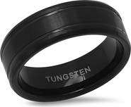 HMY JEWELRY Men's Black Tungsten Brushed Band Ring