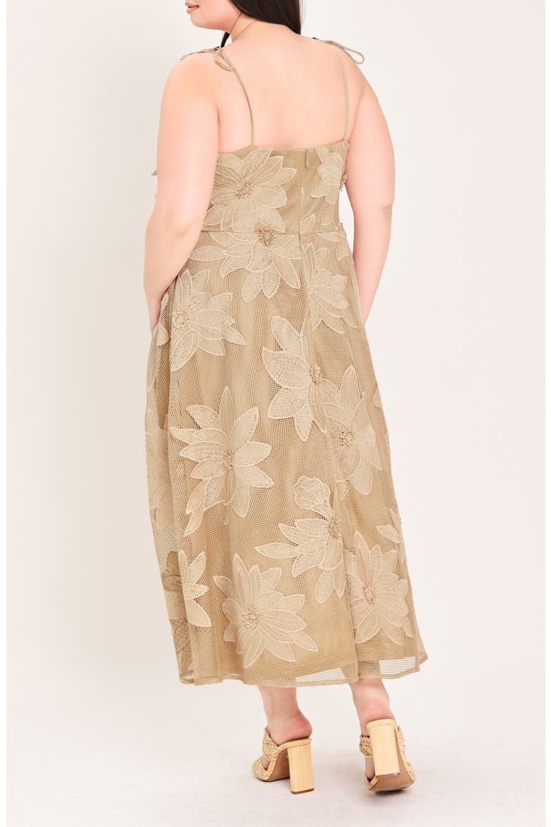 Mesh Appliqué Midi Dress, Alternate, color, TAN