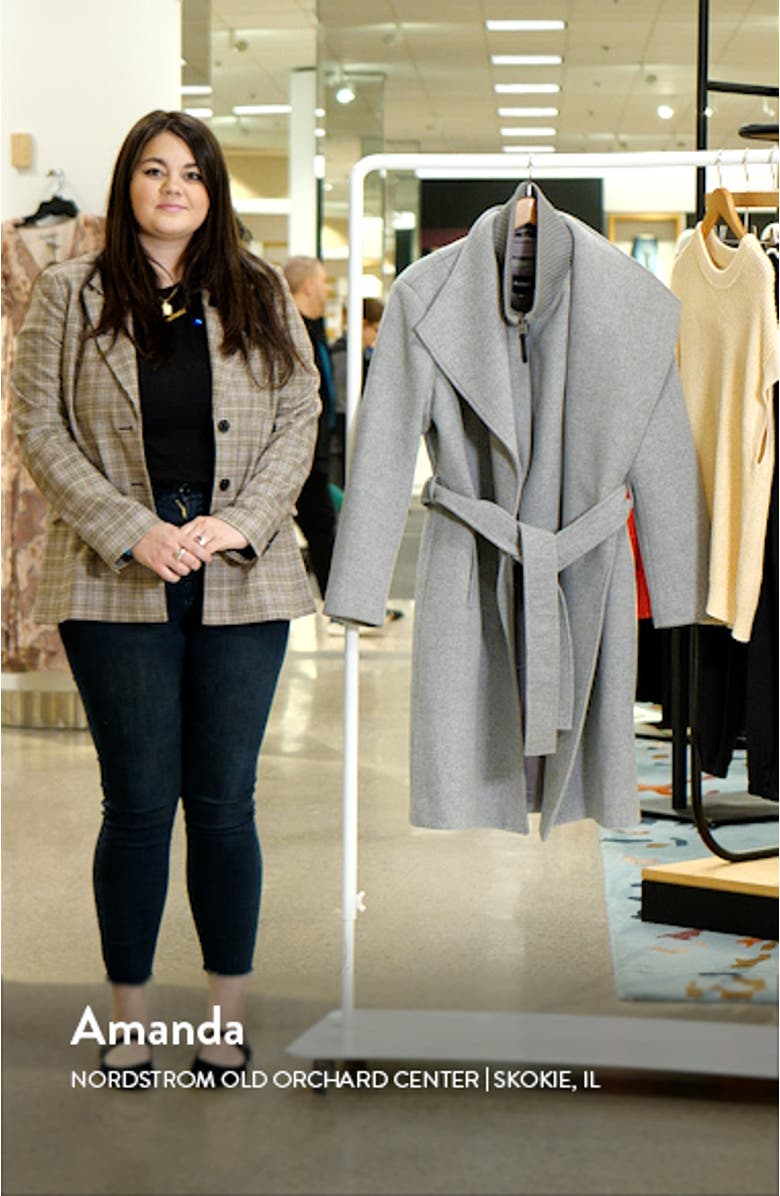 Norita Belted Double Face Wool Coat with Wool Blend Bib, sales video thumbnail