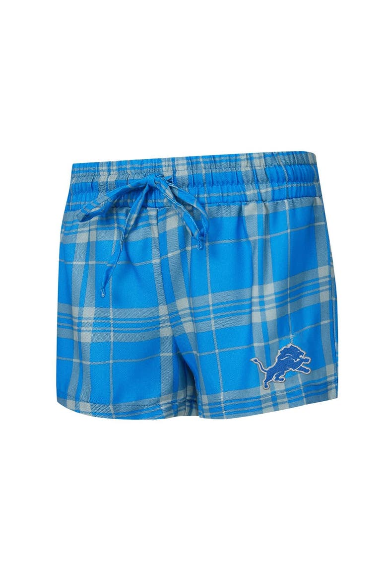 Women's Concepts Sport  Heather Gray/Blue Detroit Lions Regulate Plaid Long-Sleeve T-Shirt & Shorts Sleep Set, Alternate, color, Heather Gray