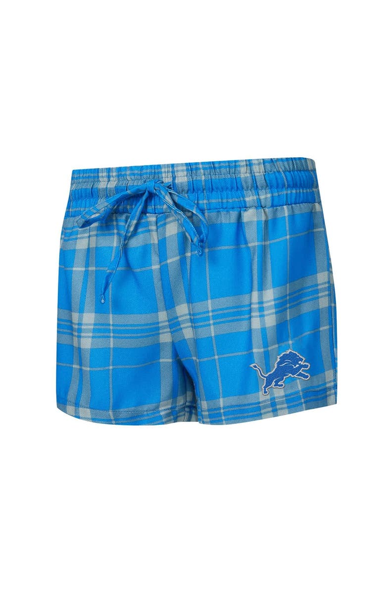 CONCEPTS SPORT Women's Concepts Sport  Heather Gray/Blue Detroit Lions Regulate Plaid Long-Sleeve T-Shirt & Shorts Sleep Set, Alternate, color, Heather Gray