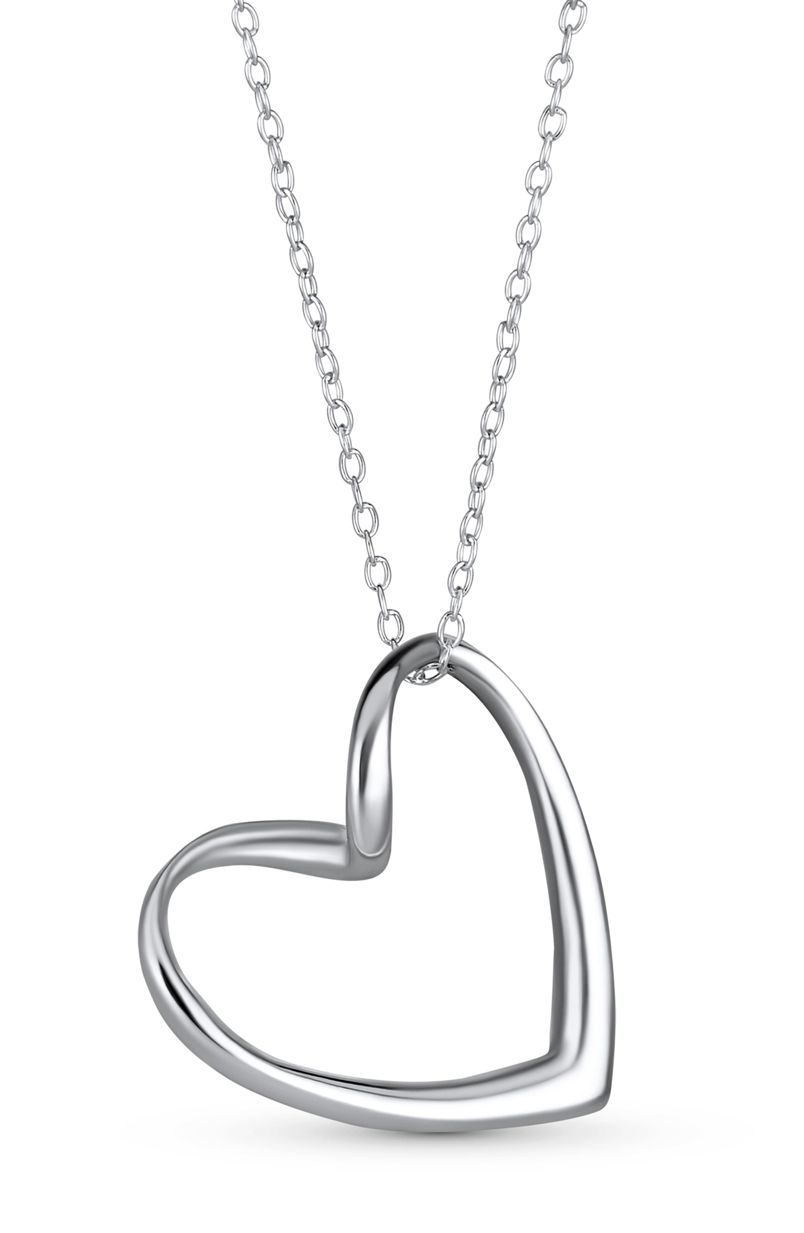 BLING JEWELRY Sterling Silver Open Heart Pendant Necklace