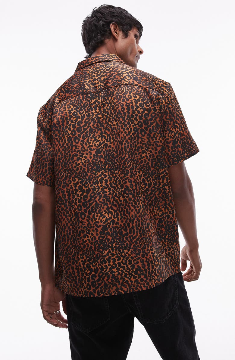 Topman Leopard Print Camp Shirt, Alternate, color,