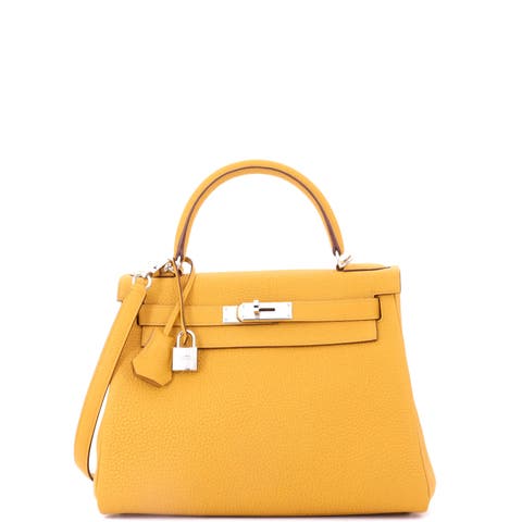 Kelly Handbag Yellow Togo with Palladium Hardware 28