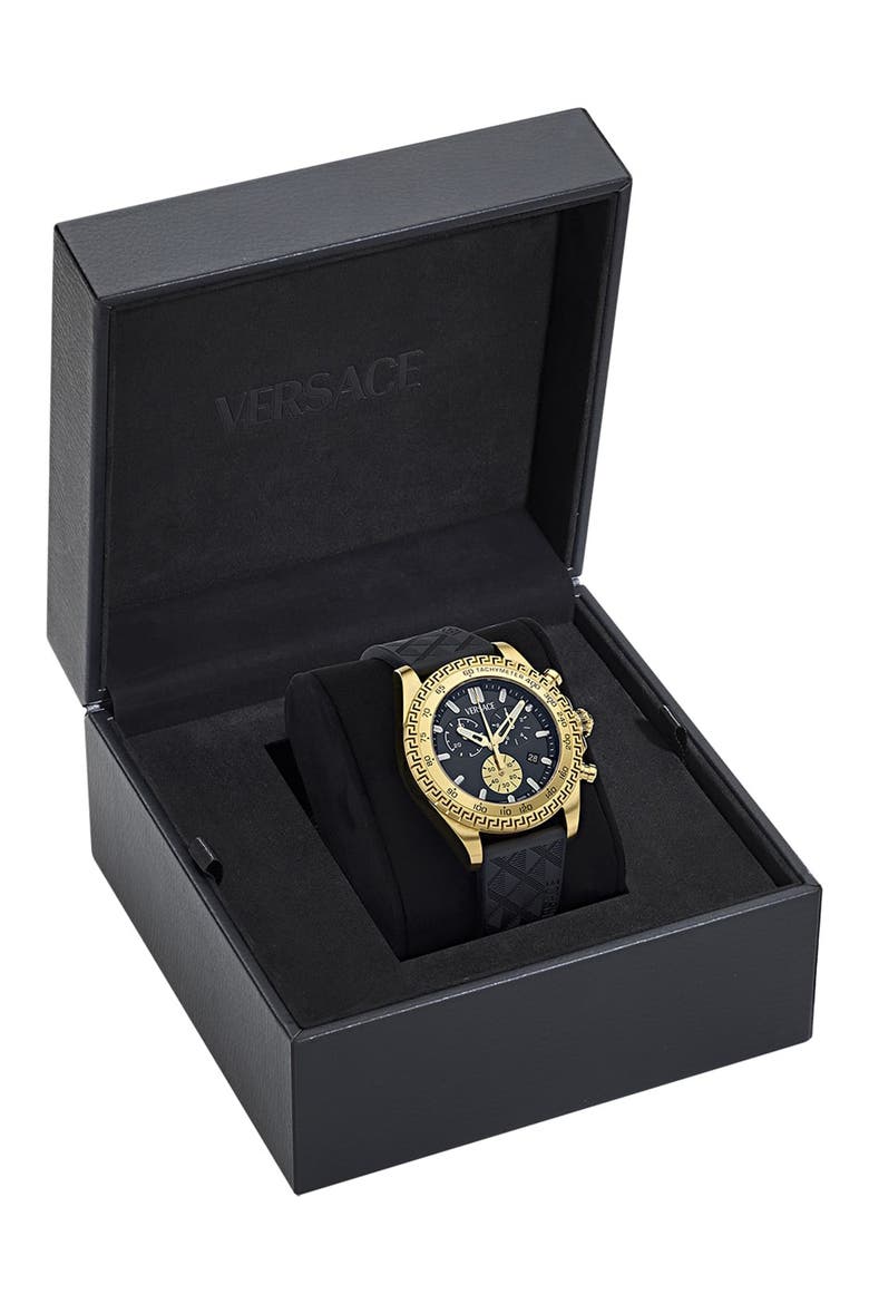 Chrono X Chronograph Faux Leather Watch, 44mm, Alternate, color, YELLOW GOLD