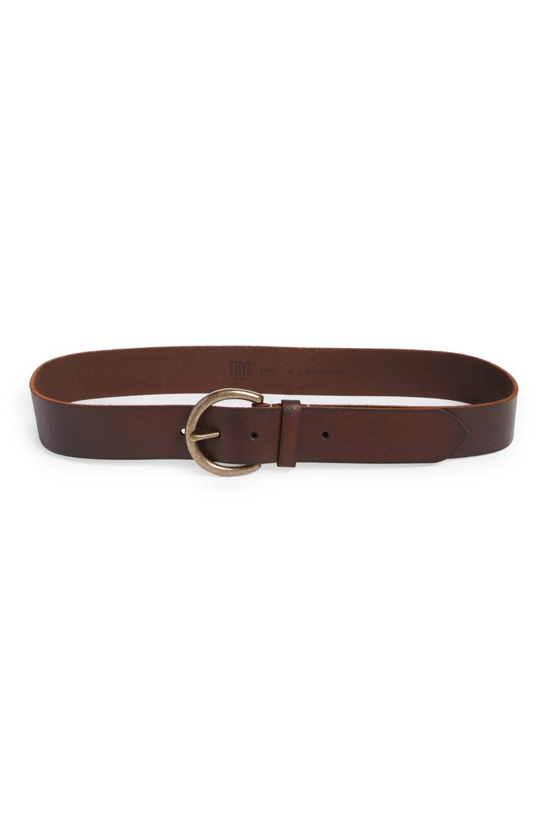 Flat Leather Belt, Main, color, BROWN