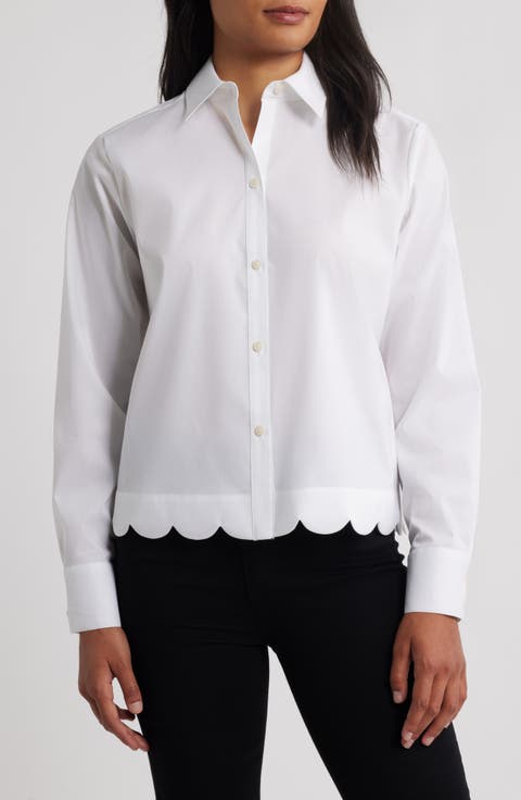 Scallop Hem Button-Up Shirt