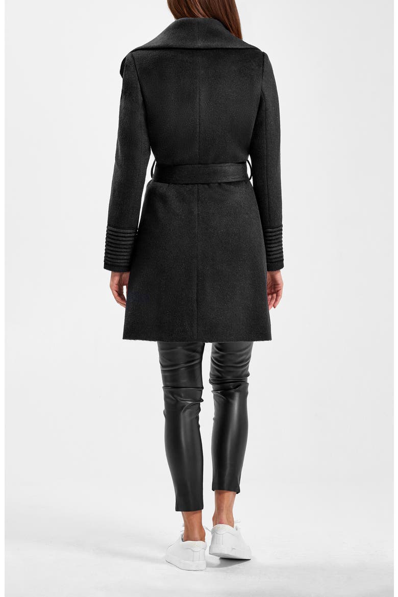 Shawl Collar Alpaca & Wool Coat, Alternate, color, BLACK