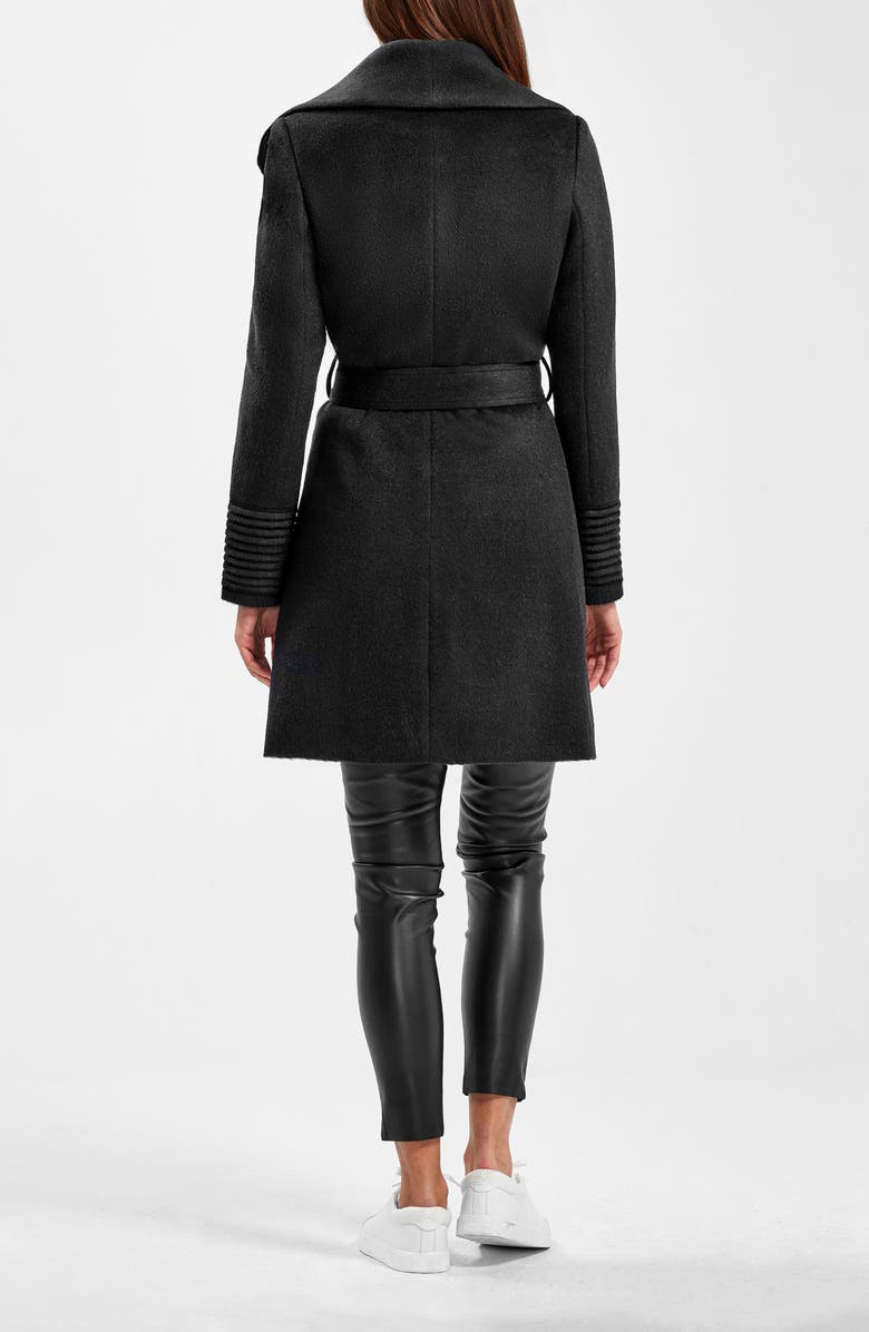SENTALER Shawl Collar Alpaca & Wool Coat, Alternate, color, Black