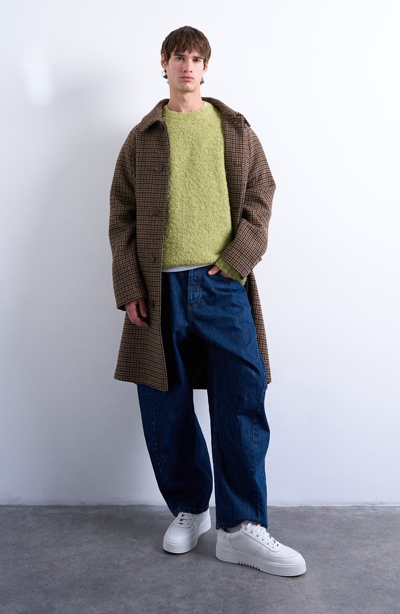 Topman Relaxed Fit Bouclé Sweater, Alternate, color, Medium Green