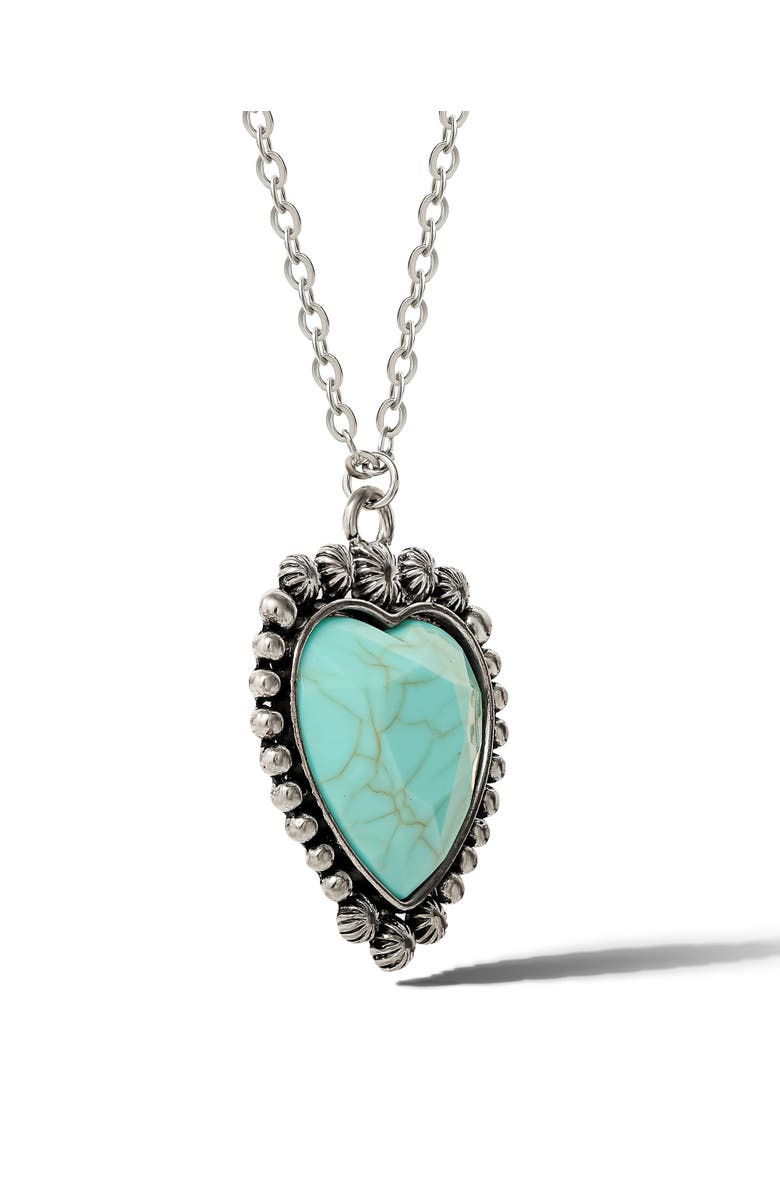 Jessica Simpson Blue Heart Necklace, Alternate, color, Silver, Turquoise