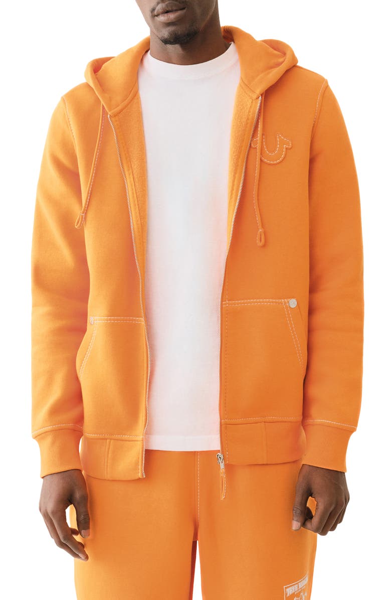 True Religion Big T Fleece Zip Hoodie, Main, color, 