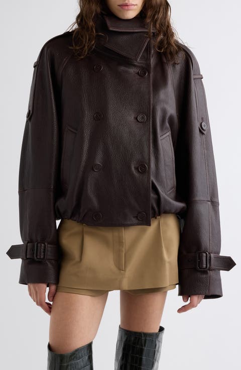Laris Leather Crop Trench Coat