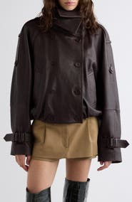 Acne Studios Laris Leather Crop Trench Coat