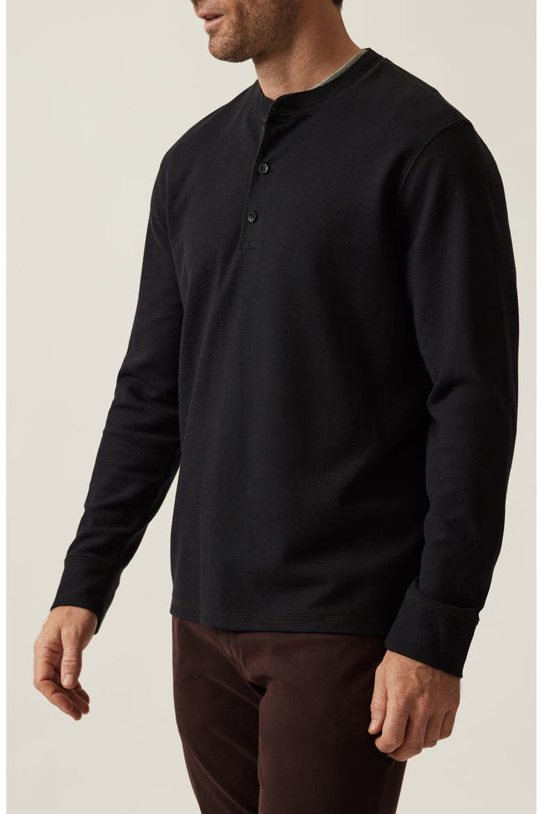 Long Sleeve Pima Cotton Blend Henley, Alternate, color, BLACK