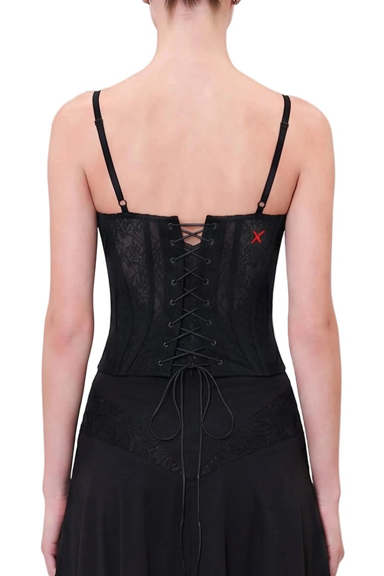 Daydreamers Structured Lace Corset, Alternate, color, BLACK