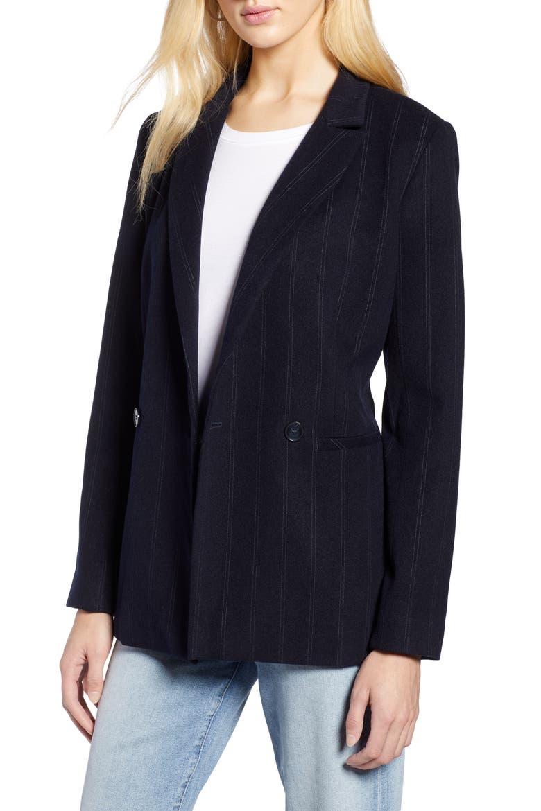 Stripe Suit Jacket, Main, color, NAVY PINSTRIPE