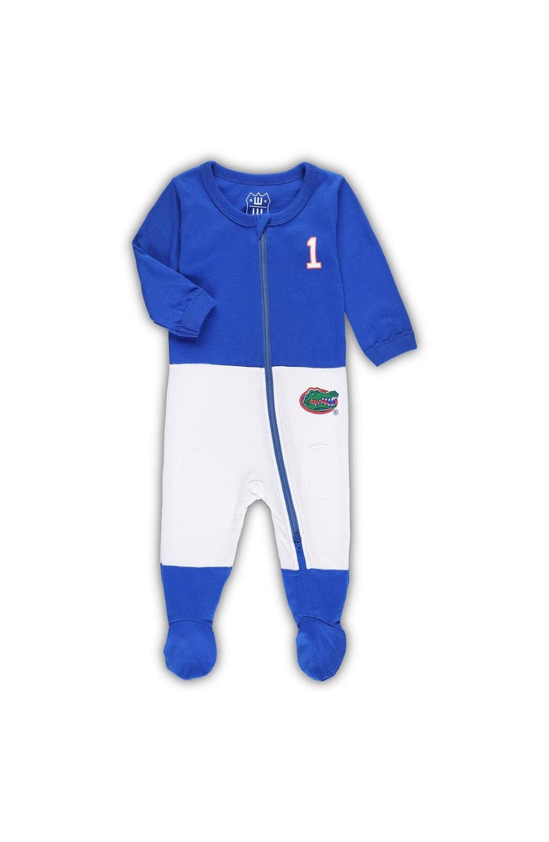 Wes & Willy Infant Wes & Willy Royal Florida Gators #1 Football Uniform Full-Zip Footed Jumper, Alternate, color, Royal