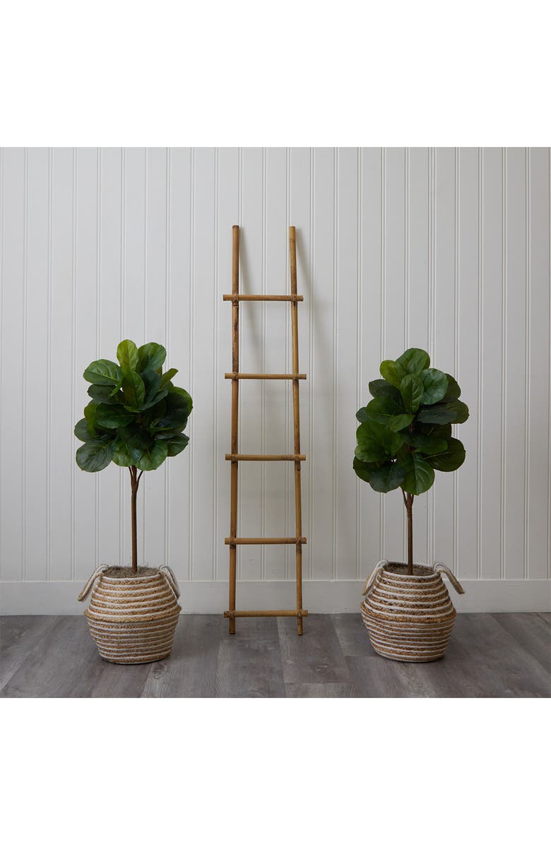 NEARLY NATURAL Set of 2 Fiddle Leaf Fig Trees DIY Artificial Plant in Basket, Alternate, color,