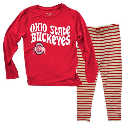 Infant Wes & Willy  Ohio State Buckeyes Long Sleeve Top and Striped Tri-Blend Leggings Set