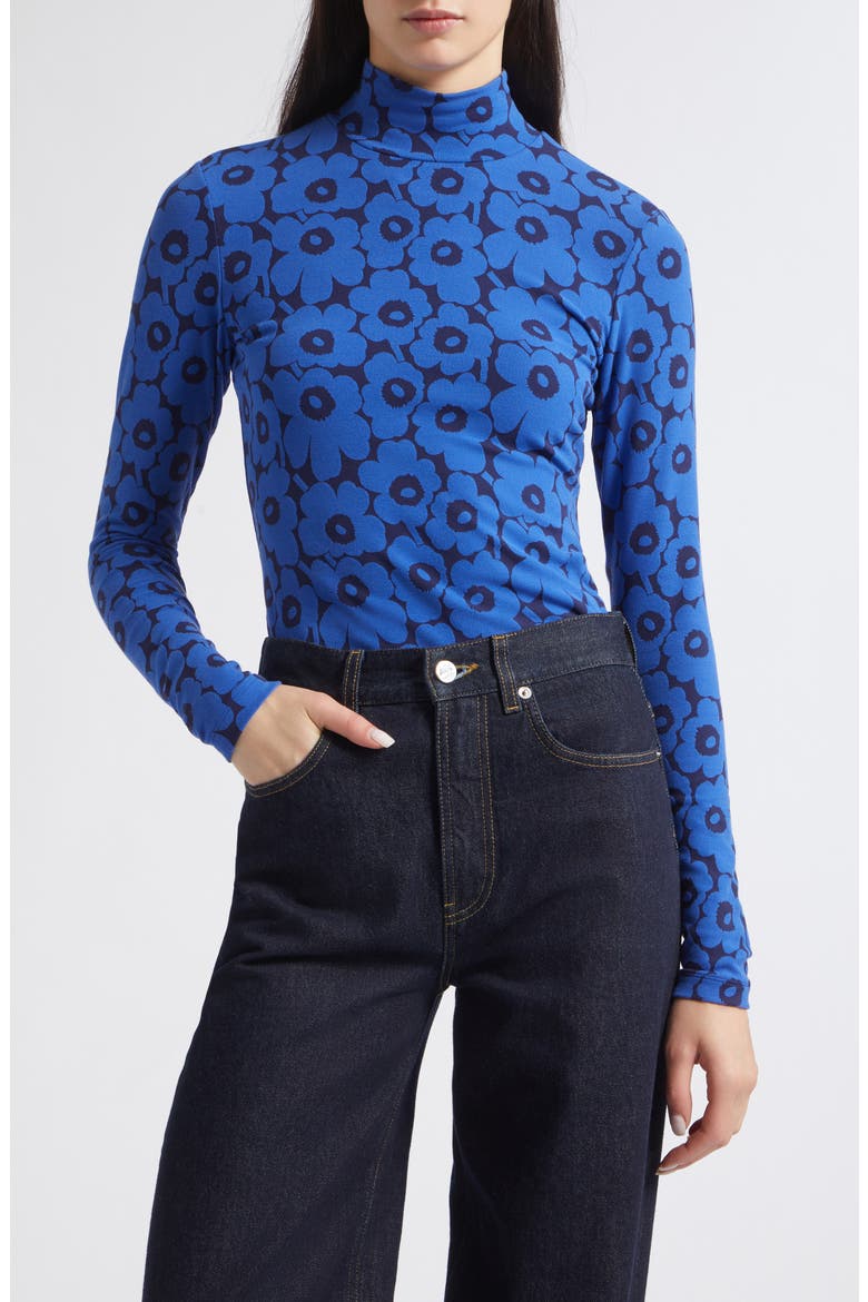 Unikko Turtleneck Top, Main, color, BLUE DARK BLUE