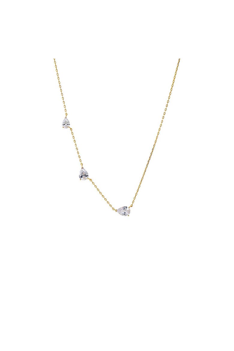 CZ Multi Pear Embedded Necklace, Main, color, Gold