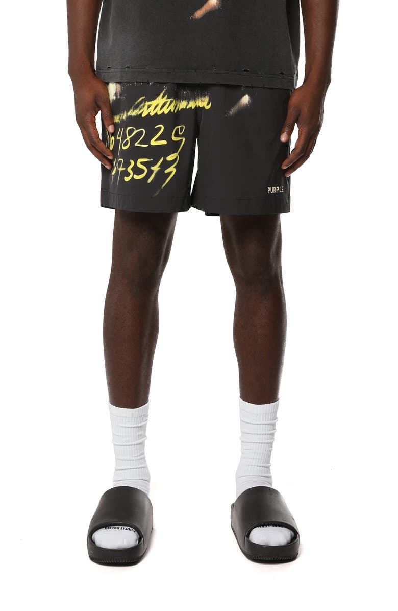 PURPLE BRAND All Around Water Repellent Shorts, Main, color, Black