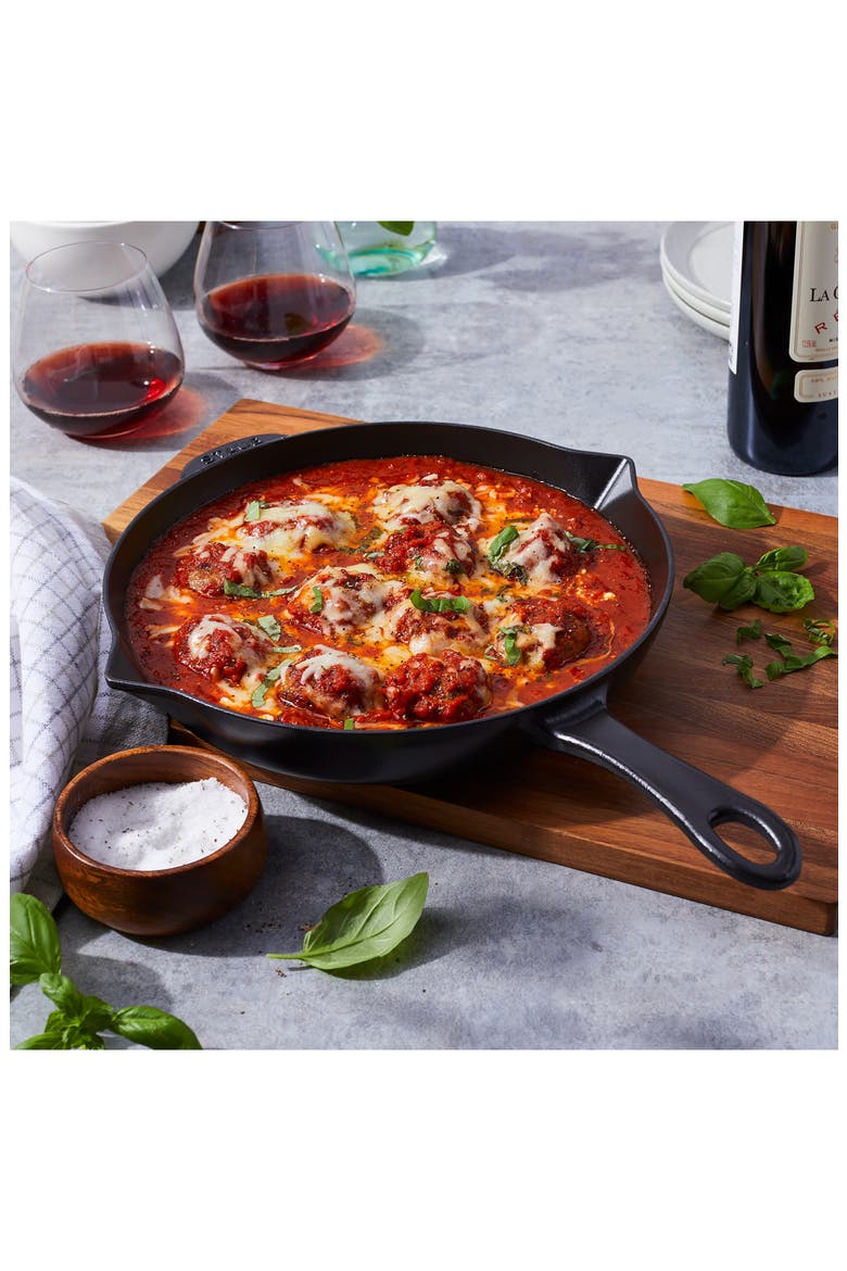 10" Enameled Cast Iron Fry Pan, Alternate, color, MATTE BLACK