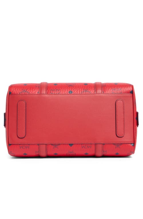 Mcm Aren Visetos Monogram Satchel Bag In Candy Red